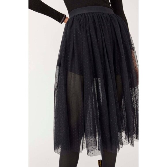 NWT Free People Swiss Dot Tulle Midi Skirt | Whimsigoth Balletcore Dark Academia - Picture 13 of 16